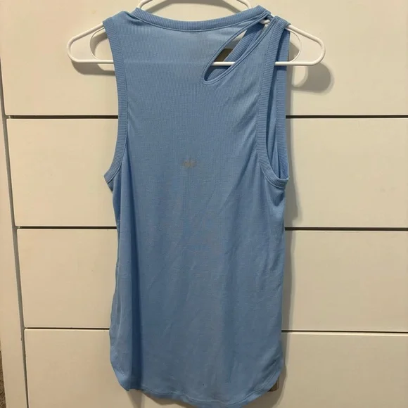 Alo Yoga Ribbed Peak Tank Top Blue - Picture 3 of 5